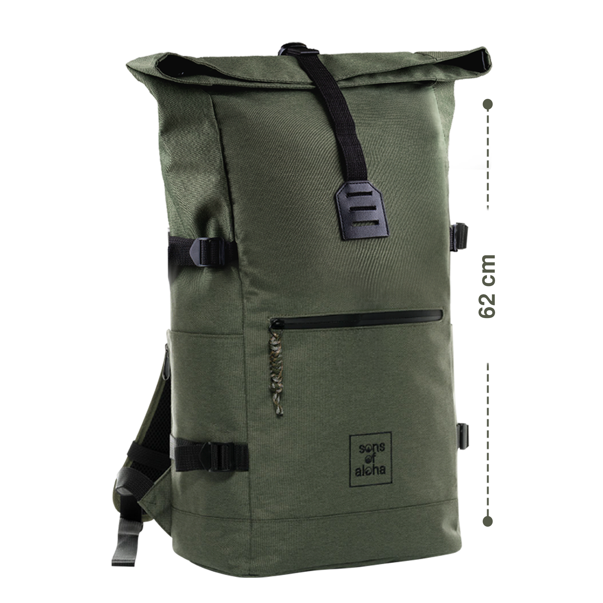 Produktbild Rolltop Rucksack KANE olive gruen Höhe 62 cm