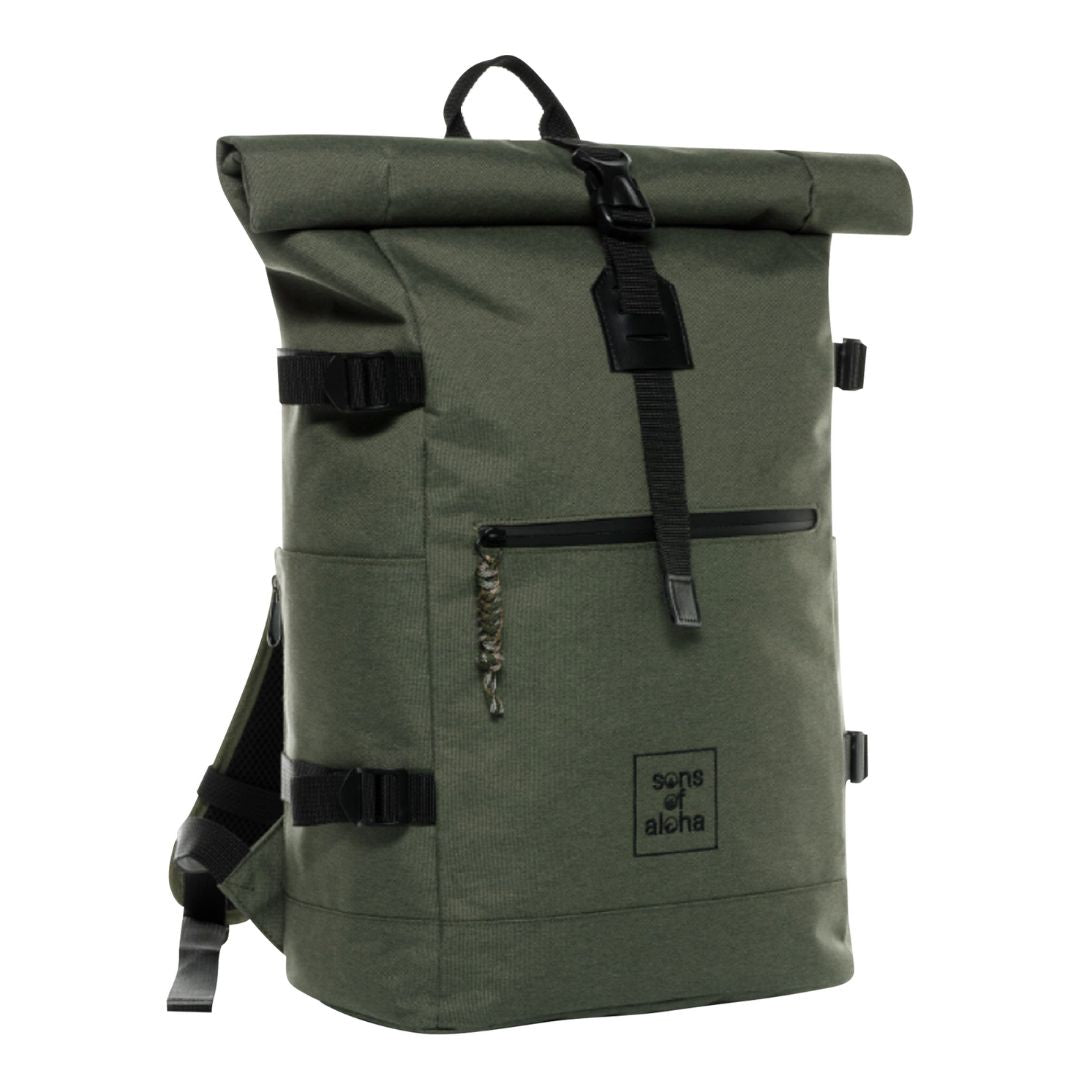 Produktbild Rolltop Rucksack KANE olive gruen von seitlich vorne