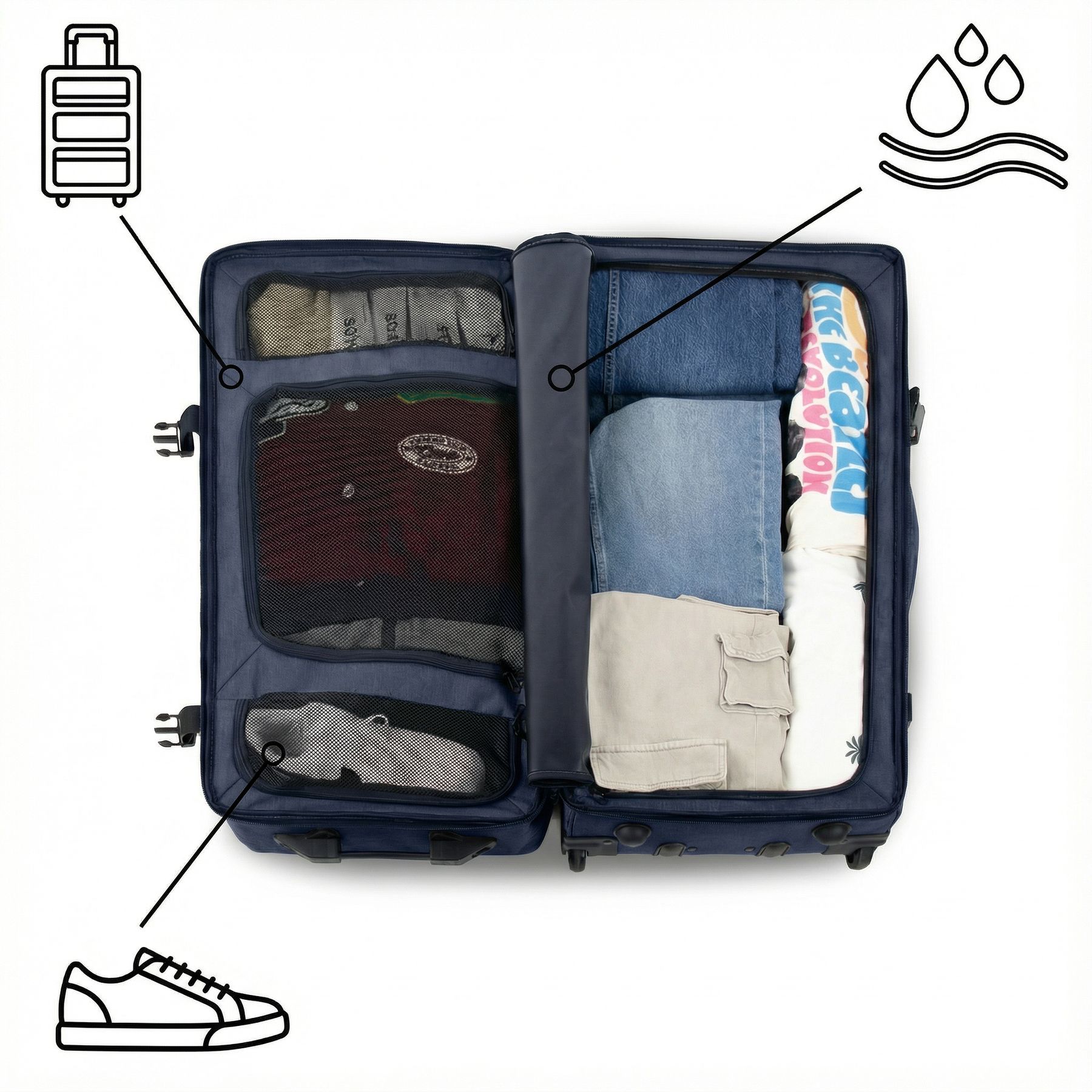 XXL Reisetaschen mit Rollen KANE groß 80 cm