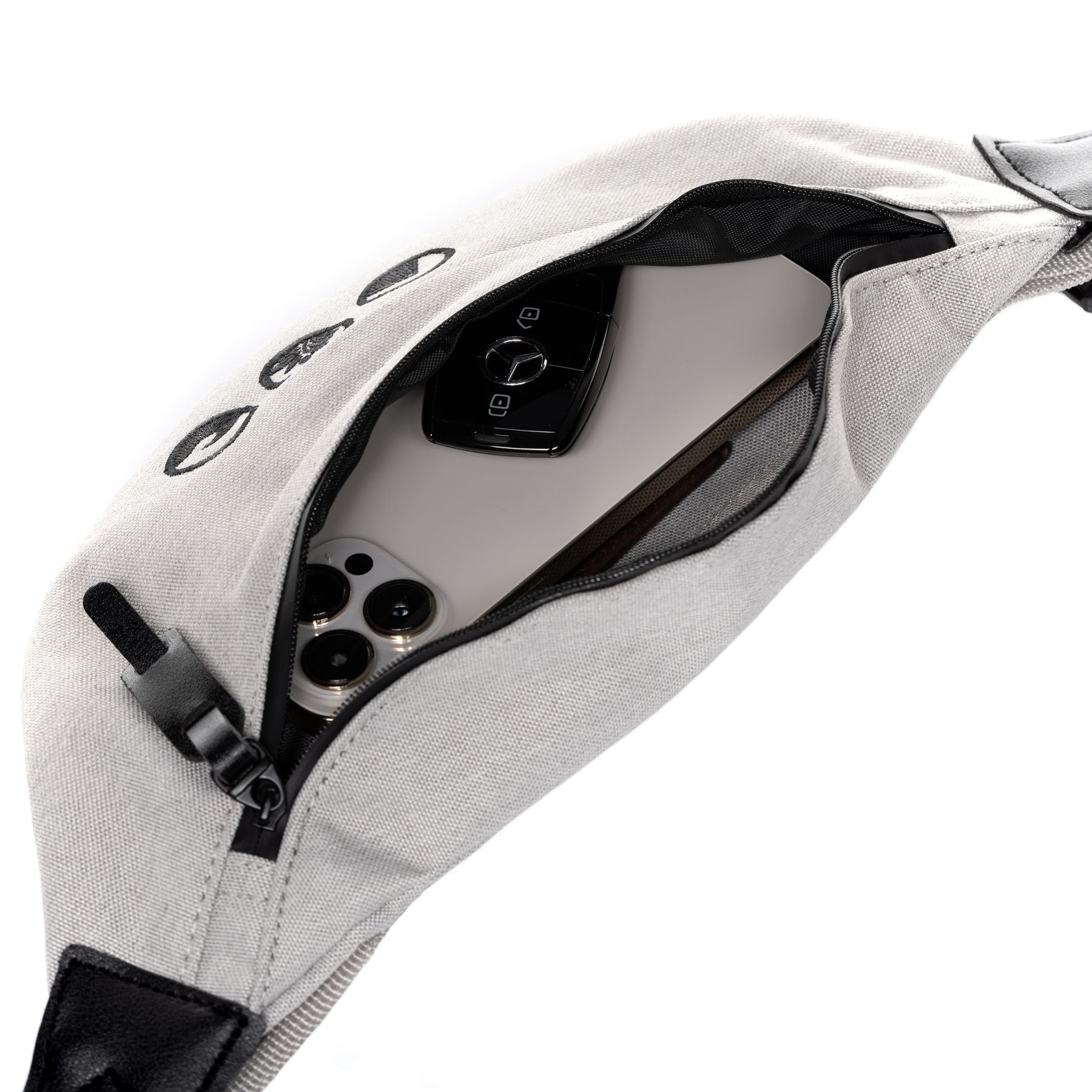 SET Medium ALANI Rolltop Rucksack und Bauchtasche in white-grey 43279