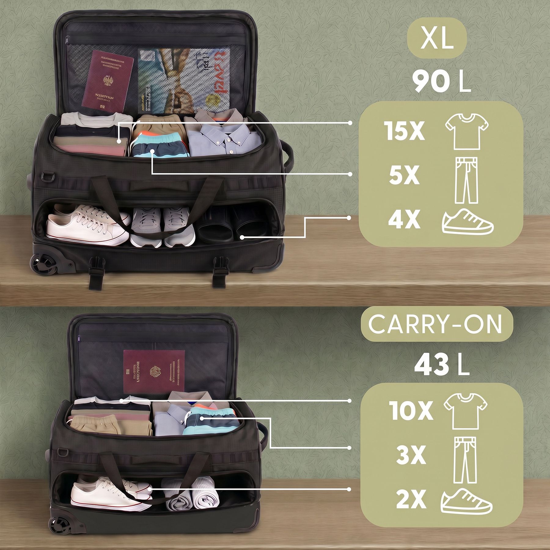3in1 Handgepäck Reisetasche FLOW