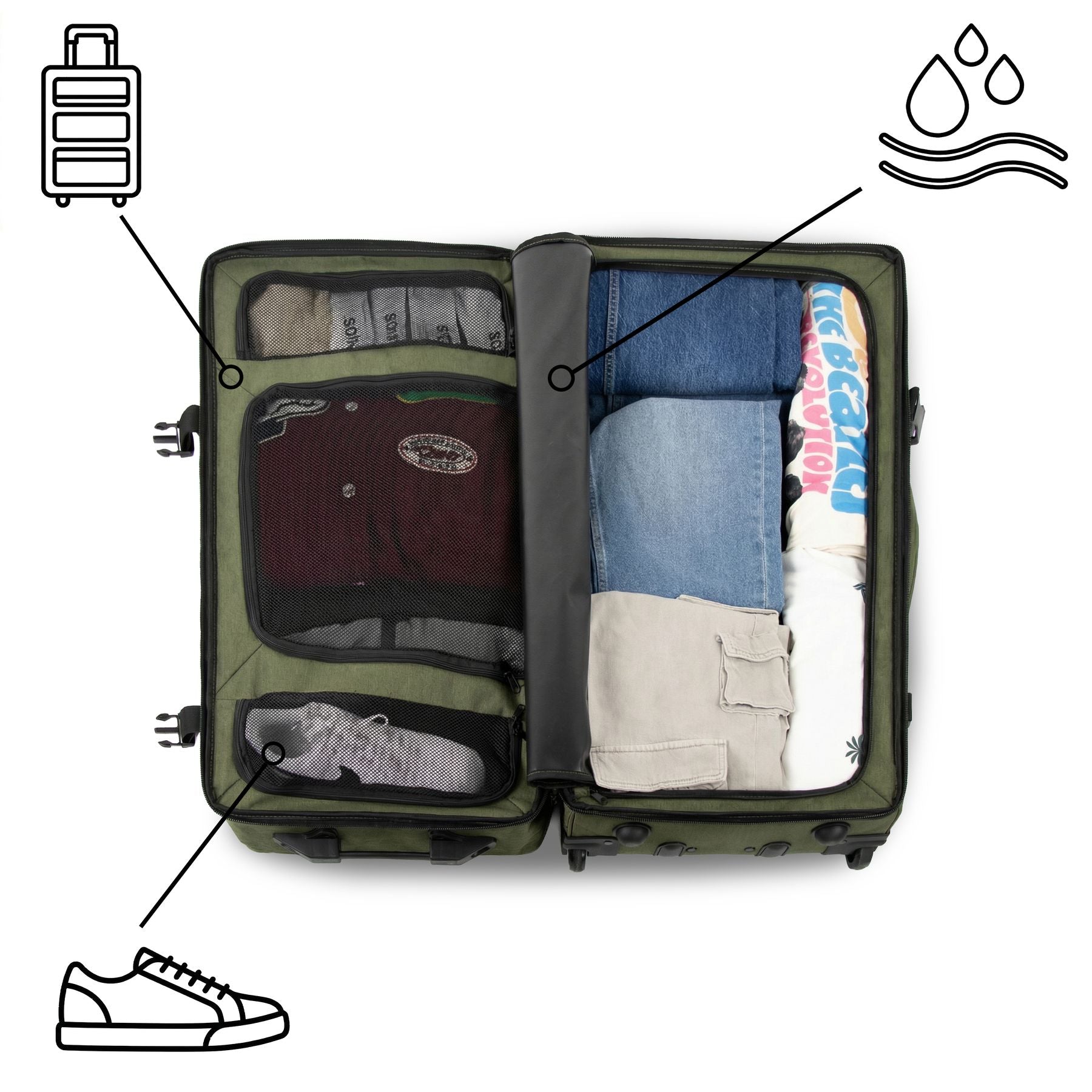 XXL Reisetaschen mit Rollen KANE groß 80 cm