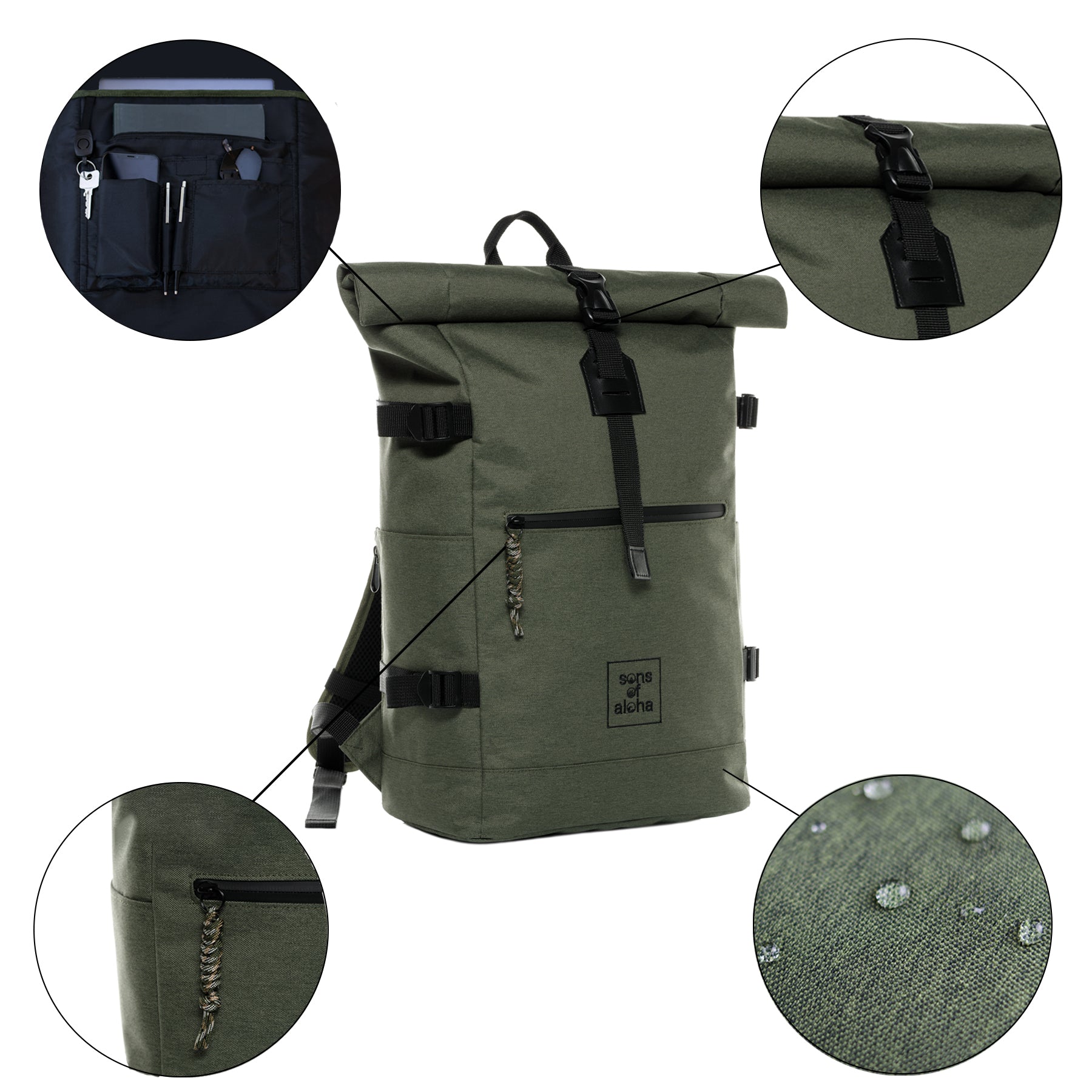 Rucksack backpack RollTop SONS OF ALOHA RPET KANE parent 37318