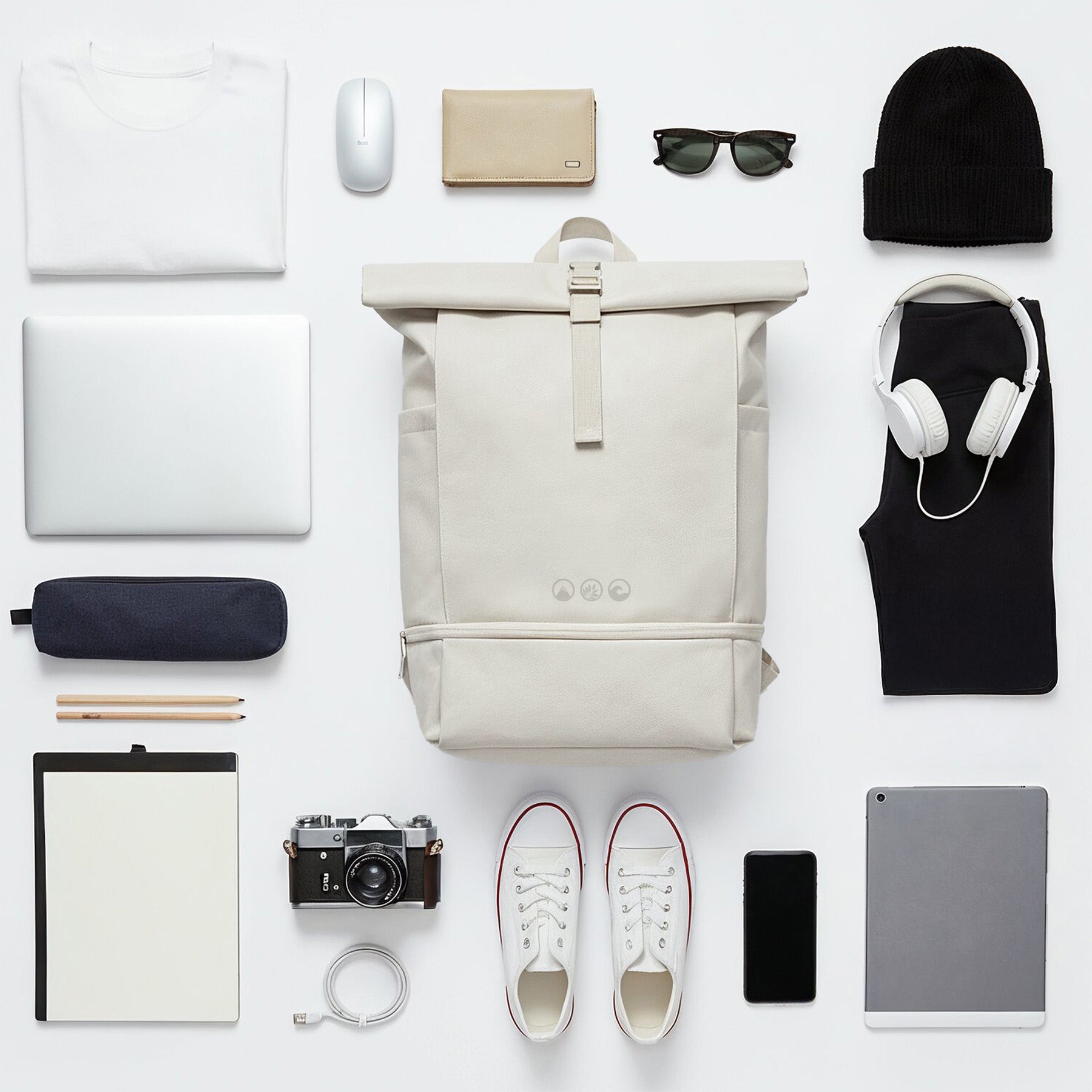 Rolltop Rucksack gross - Backpack Laptop-Fach Schuh-Fach