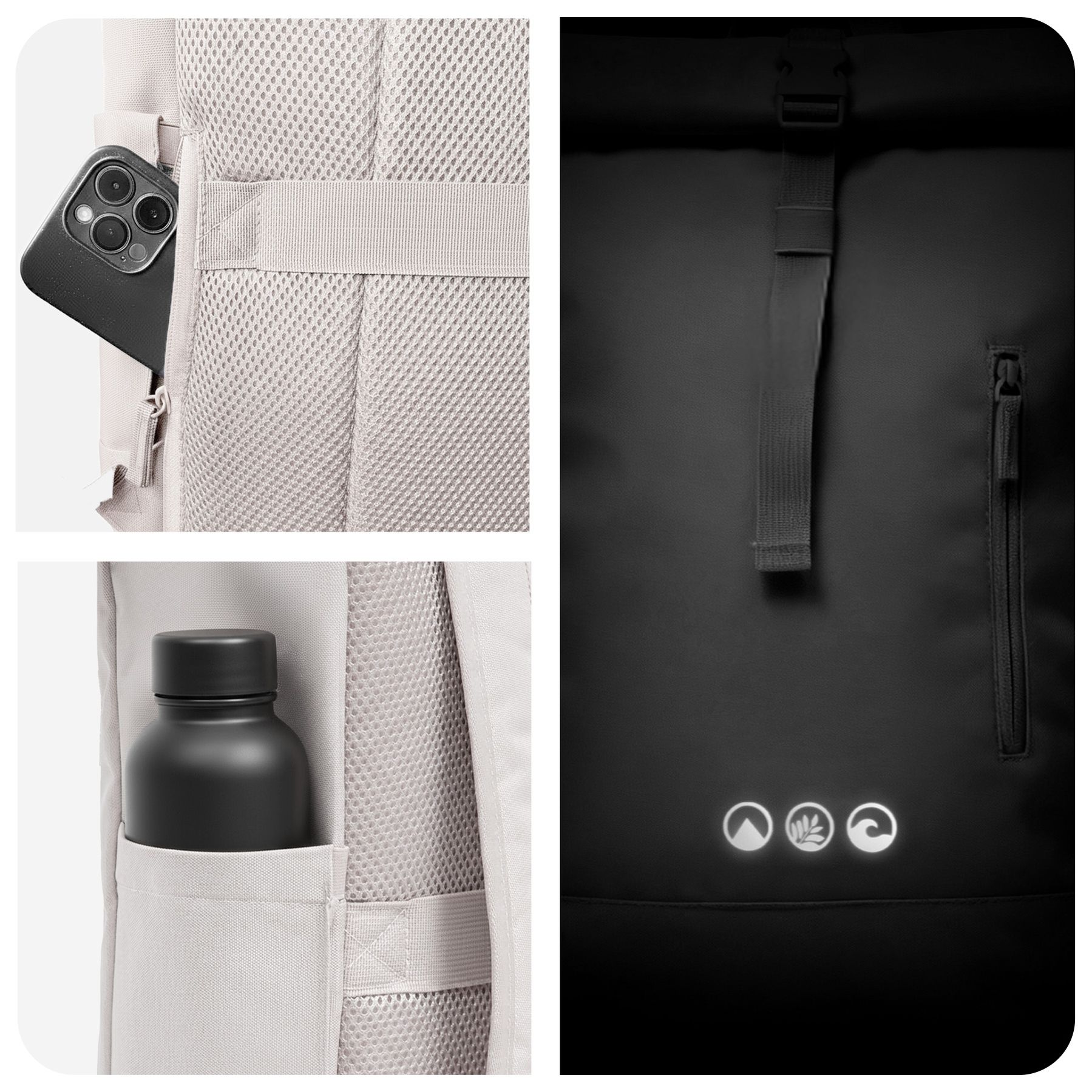 Rolltop Rucksack gross - Backpack Laptop-Fach Schuh-Fach