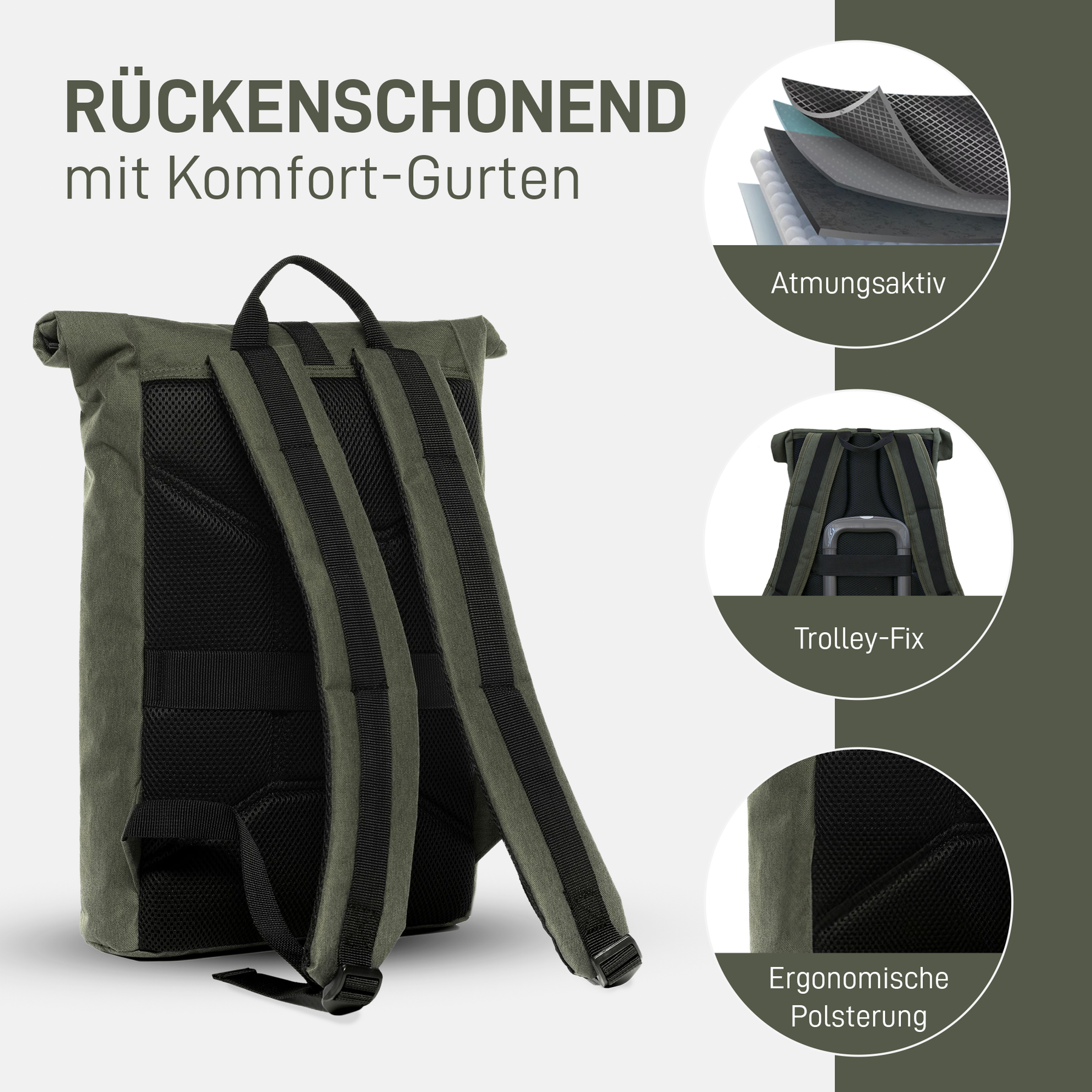 Rolltop Rucksack Damen schmal & klein ALANI