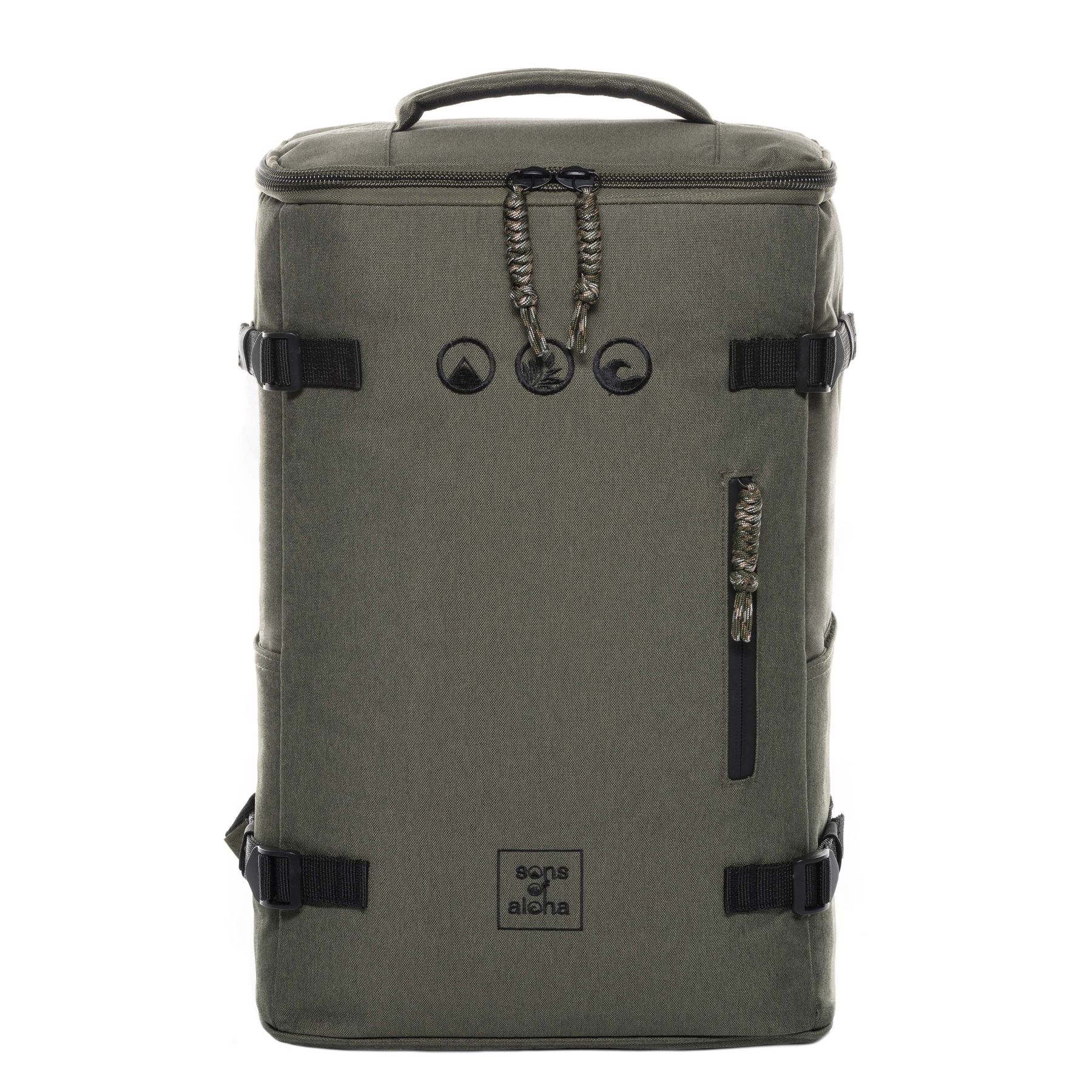 Produktbild vom Koloa Toploader Rucksack in olive gruen von vorne