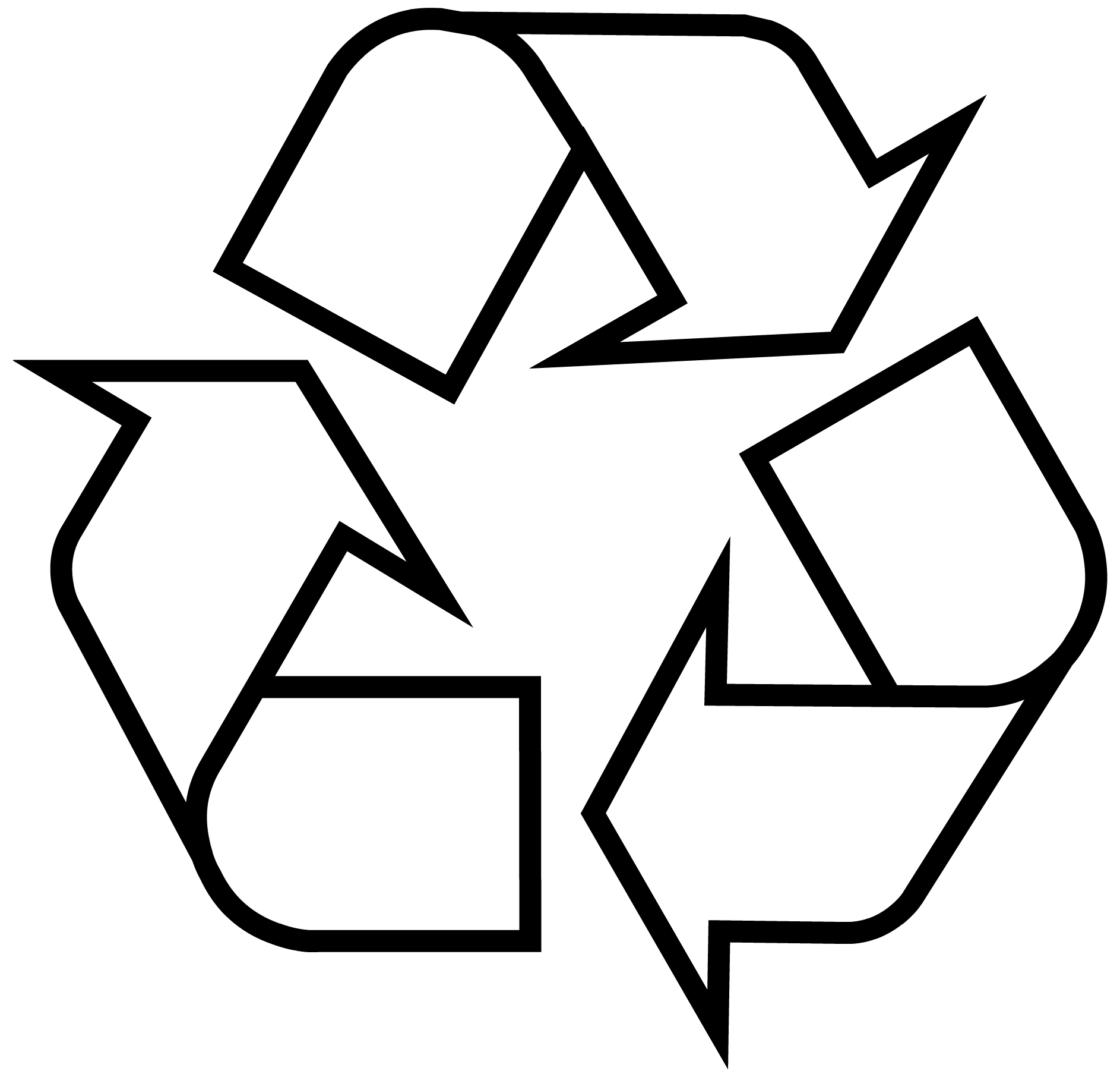 Icon Recycelt / Kreislauf drei Pfeile, die einen Kreis bilden