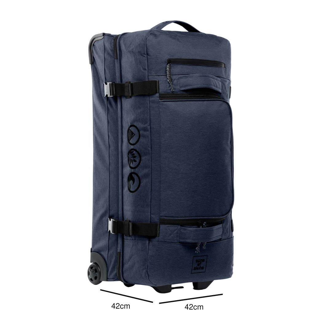 Produktbild Reisetasche mit Rollen in dunkelblau mit Abmessungen Tiefe 42 cm und Breite 42 cm