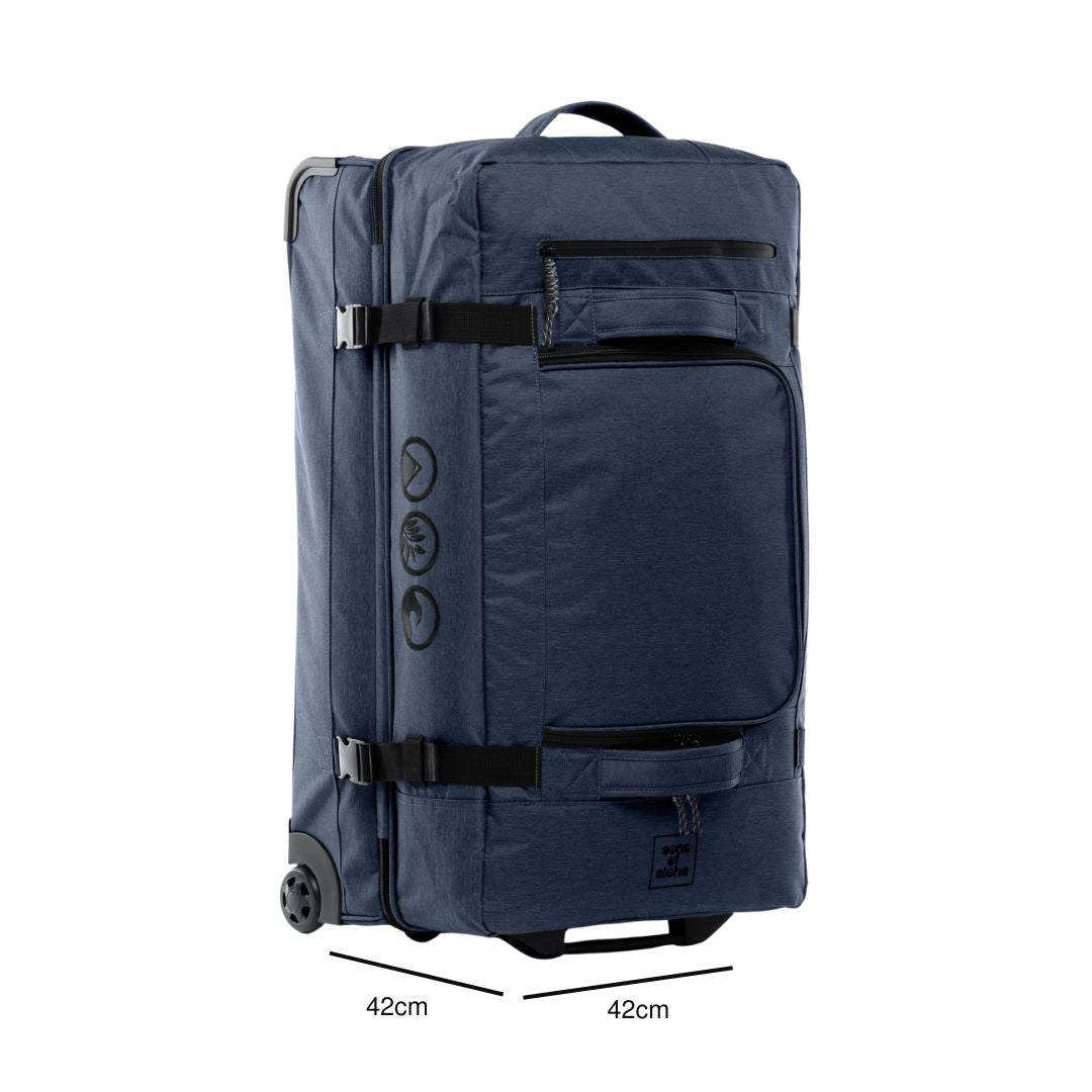 Produktbild Reisetasche mit Rollen in dunkelblau mit Abmessungen Tiefe 42 cm und Breite 42 cm