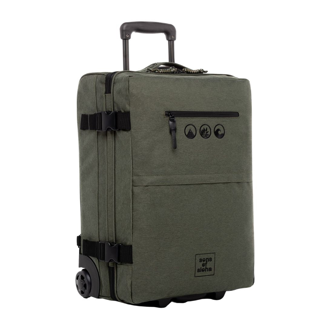 Produktbild Hyrid 2in1 Rucksack Trolley von vorne olive-gruen