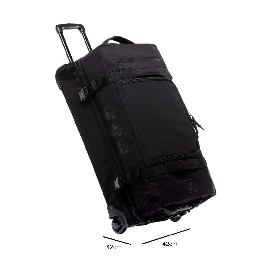Produktbild Reisetasche mit Rollen in schwarz mit Abmessungen Tiefe 42 cm und Breite 42 cm