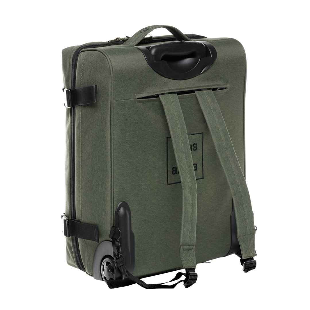 Produktbild SONS OF ALOHA Hybrid 2in1 Rucksack Trolley von hinten mit den Schultergurten draußen