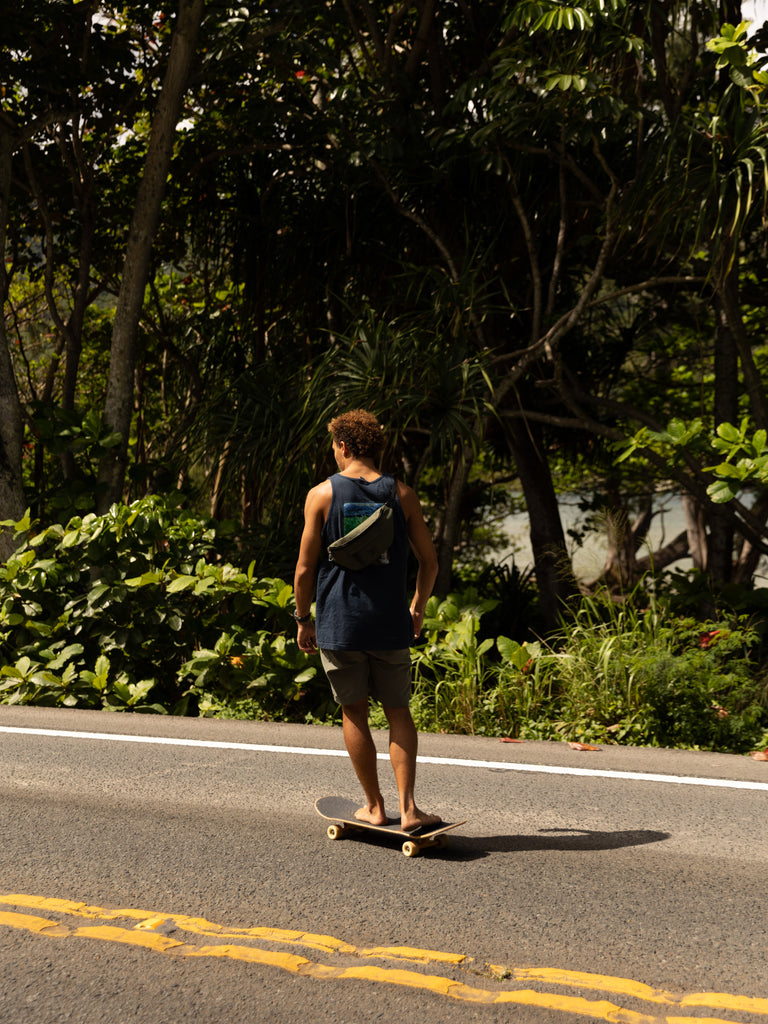Skateboarder on the street in Hawaii