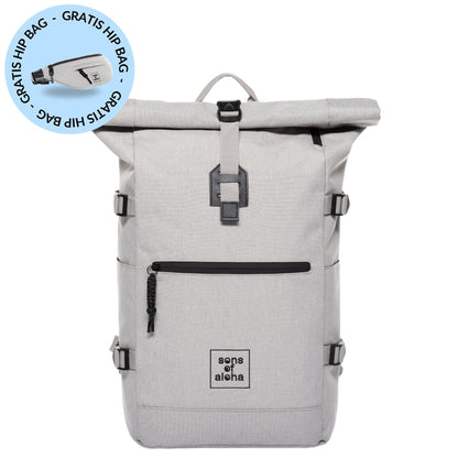 2er Set KANE Rolltop Rucksack + Bauchtasche grau 43286