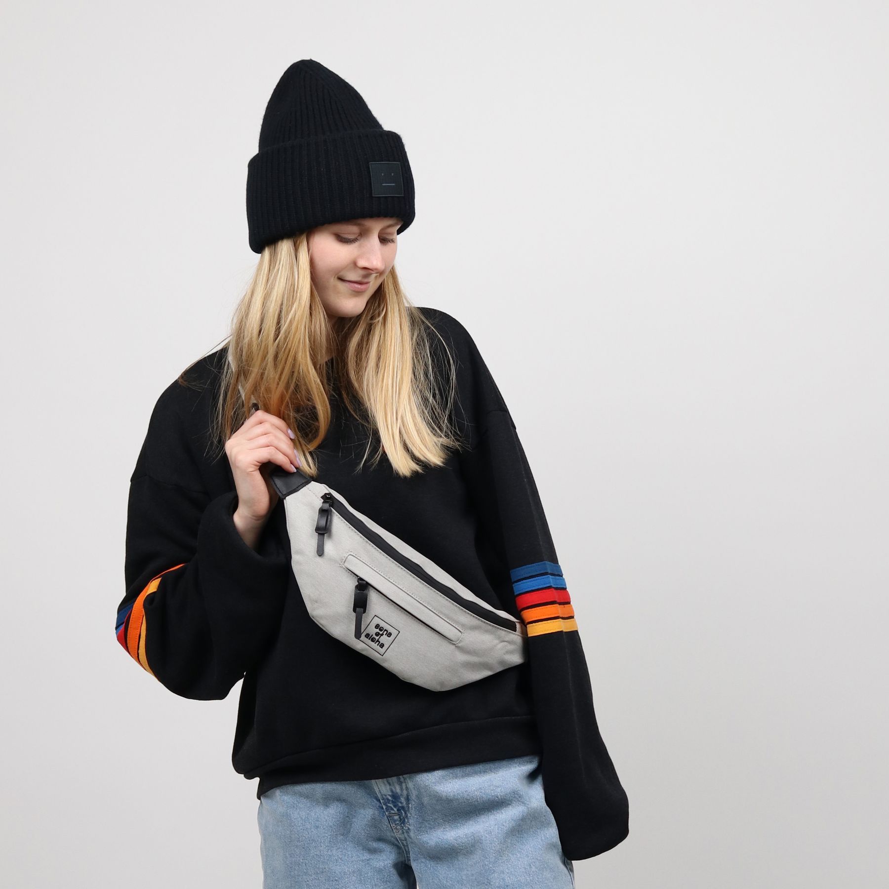 2er Set KANE Rolltop Rucksack + Bauchtasche grau 43287