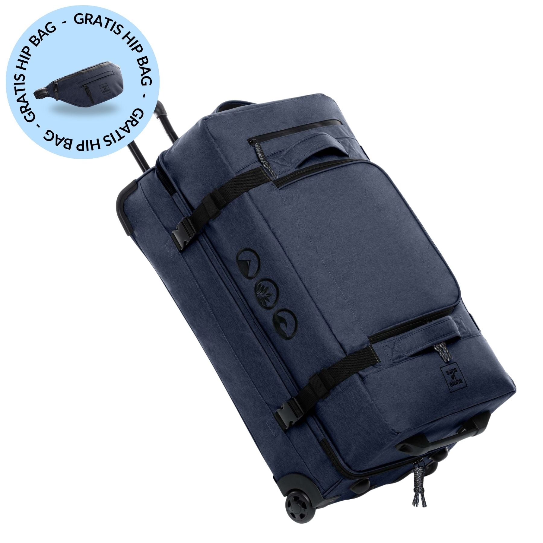 Set of travel bags with wheels KANE + Hip Bag KANE ocean-blue