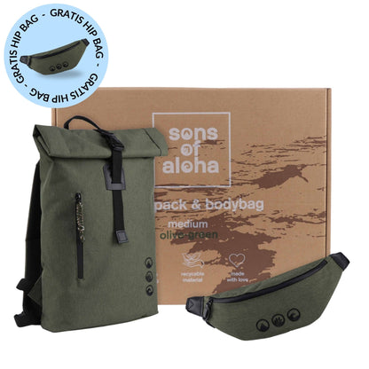 SET Medium ALANI Rolltop + Fanny Pack olive green