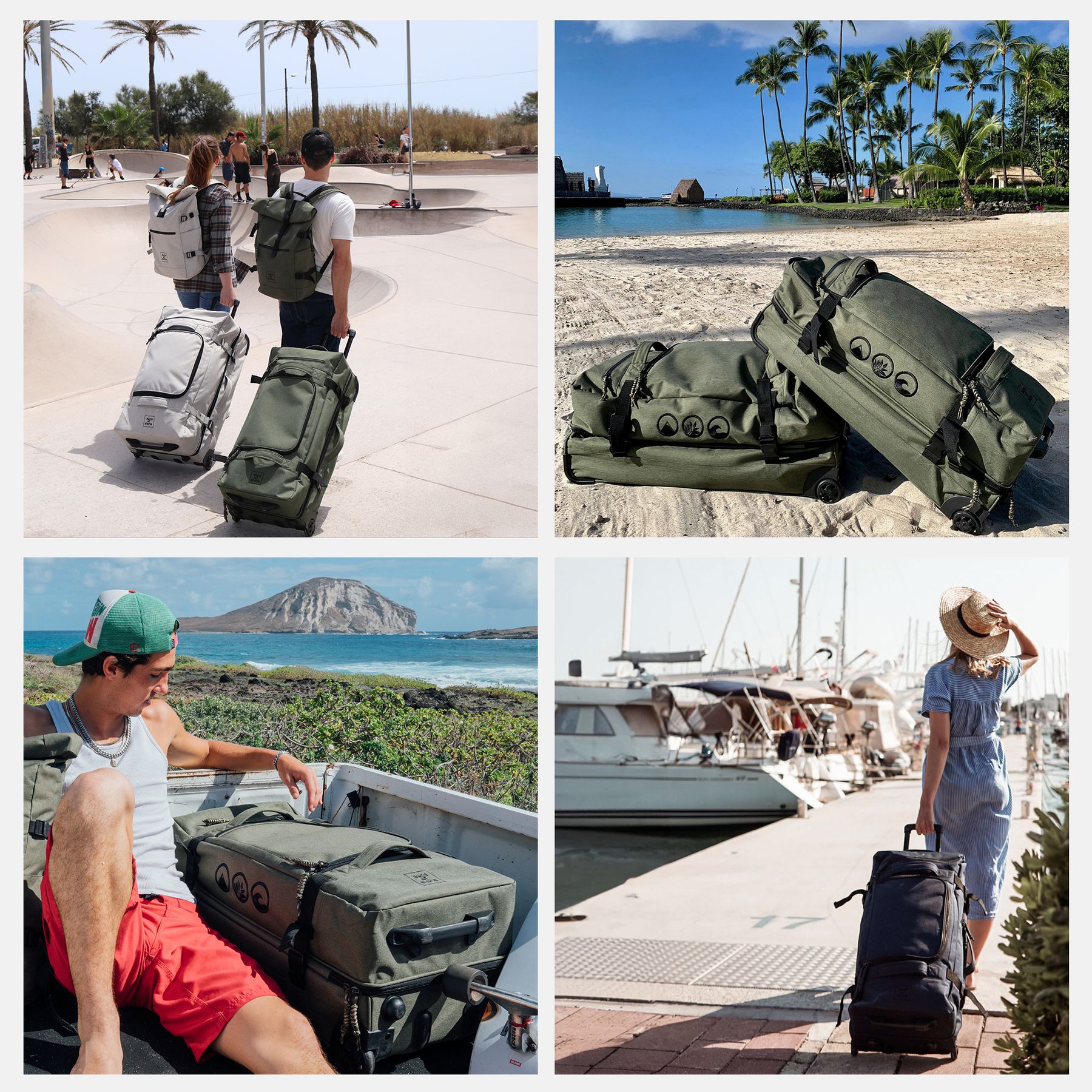 Reisetasche mit 2 Rollen KANE Duffel-Trolley Rollkoffer olive 48984