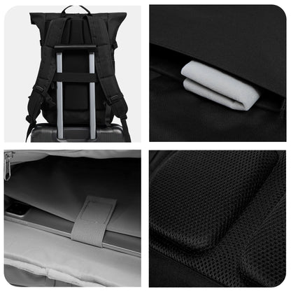 Rolltop Rucksack gross - Backpack SONS OF ALOHA schwarz Laptop-Fach Schuh-Fach