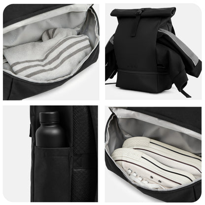 Rolltop Rucksack gross - Backpack SONS OF ALOHA schwarz Laptop-Fach Schuh-Fach