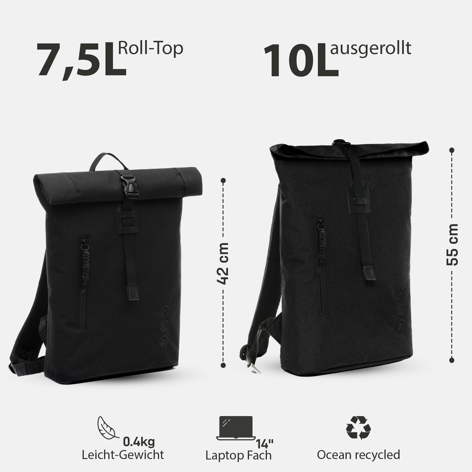 Rolltop Rucksack Damen schmal & klein ALANI
