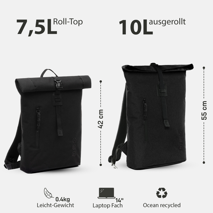 Rolltop Rucksack Damen schmal & klein ALANI