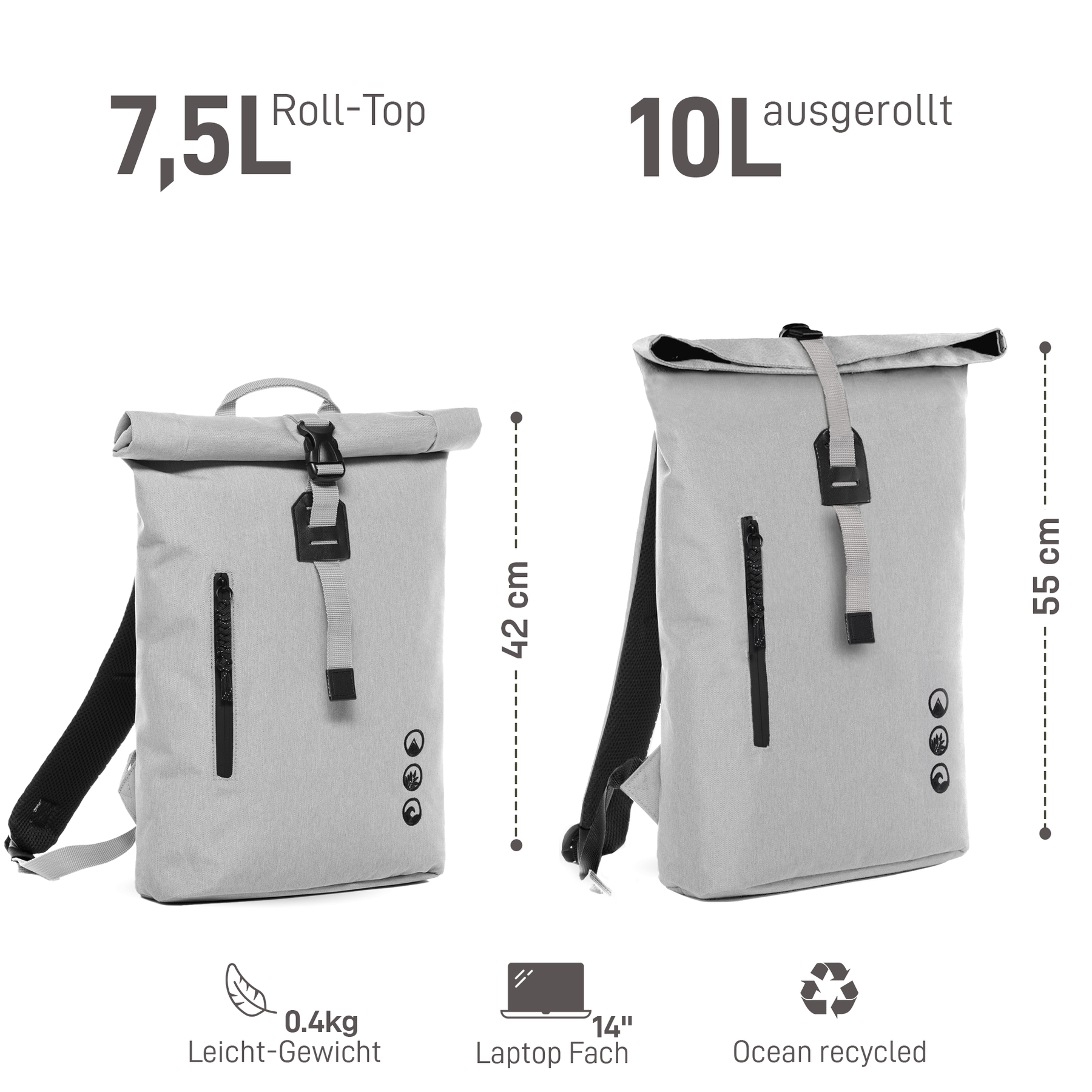 Rolltop Rucksack Damen schmal & klein ALANI