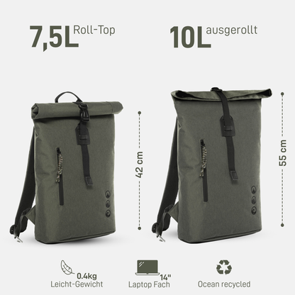 Rolltop Rucksack Damen schmal & klein ALANI