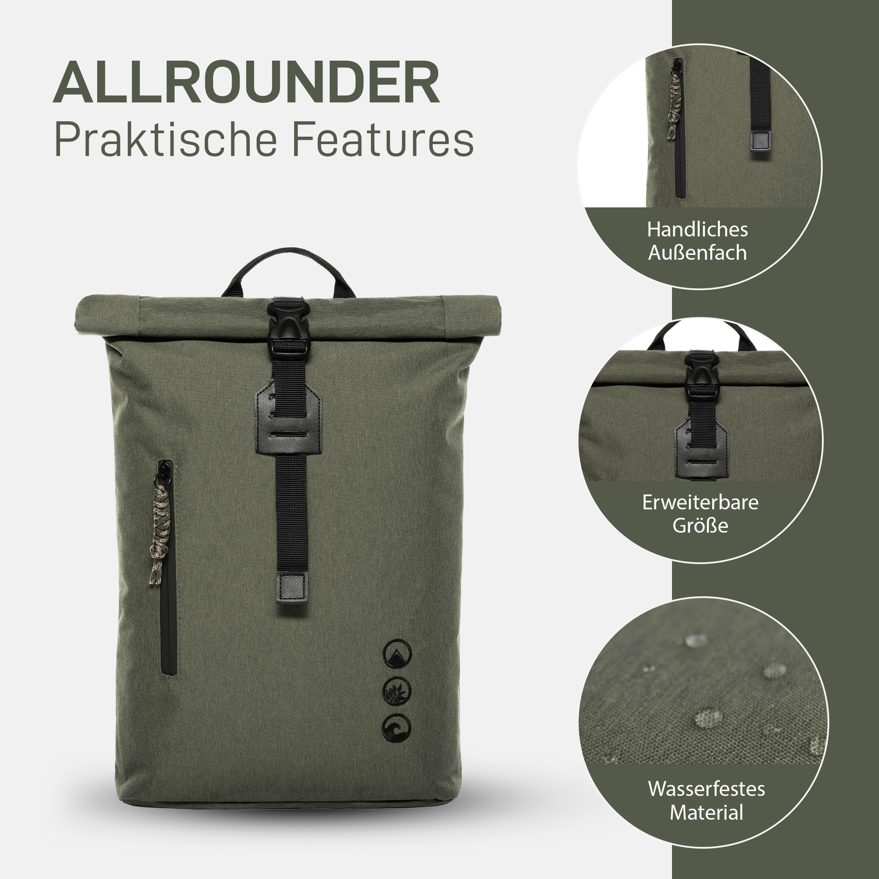 Rolltop Rucksack Damen schmal & klein ALANI