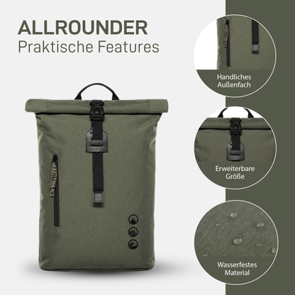 Rolltop Rucksack Damen schmal & klein ALANI