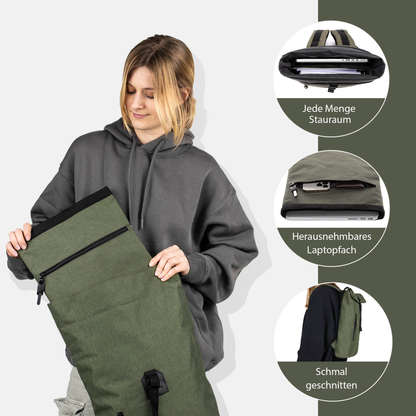 Rolltop Rucksack Damen schmal & klein ALANI