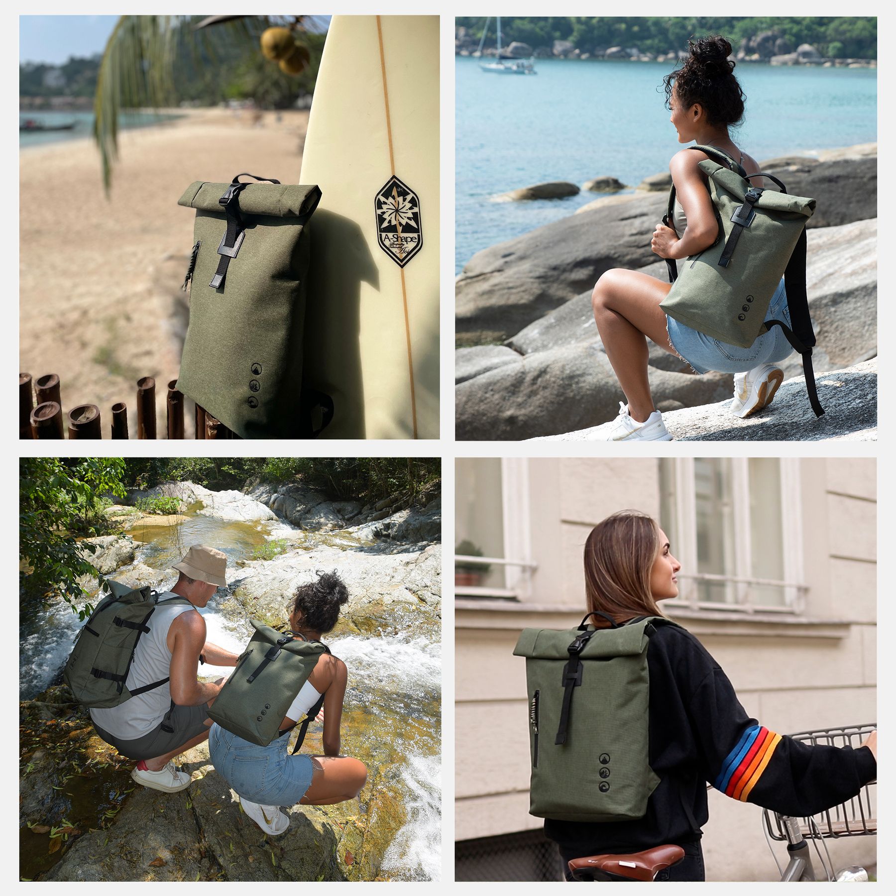 Rolltop Rucksack Damen schmal & klein ALANI